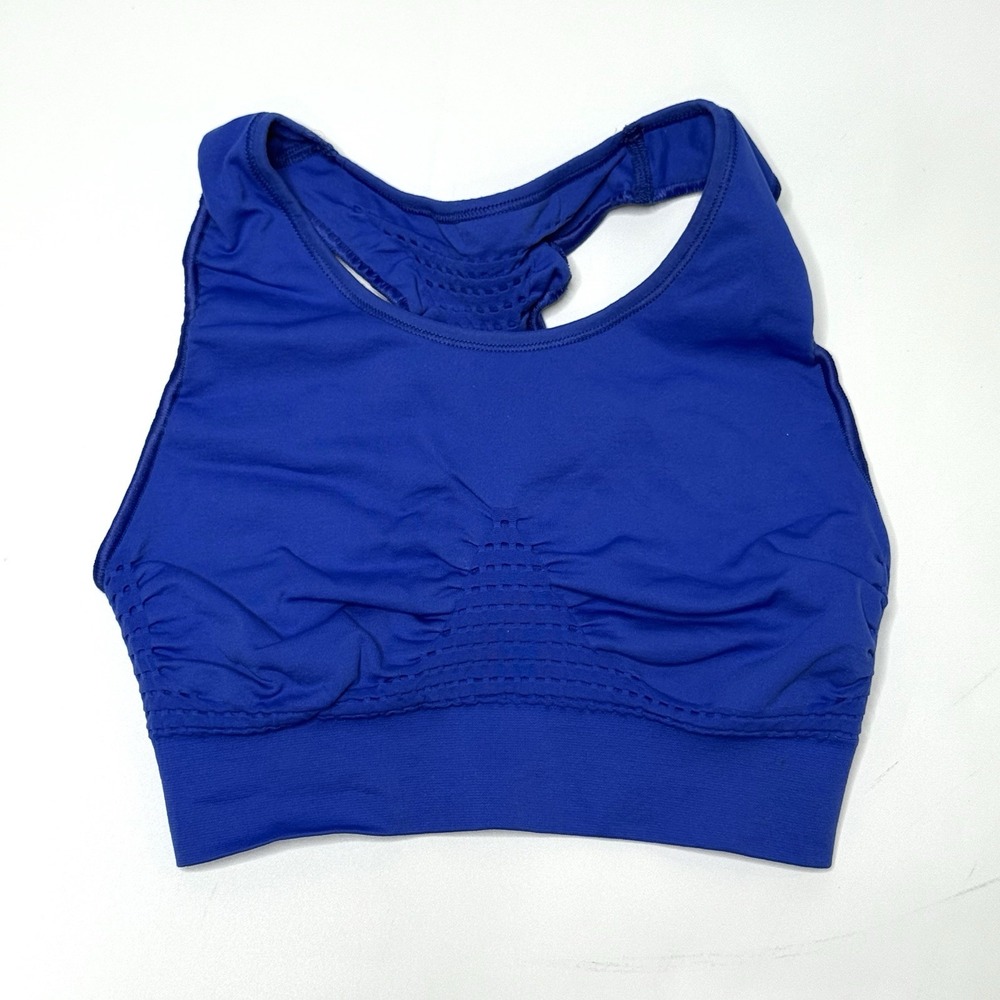 Sweaty Betty Stamina Racerback Sports Bra Size Small Royal Blue Seamless No-pads